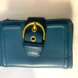 Coach pre-loved wallet. Unusual blue color.